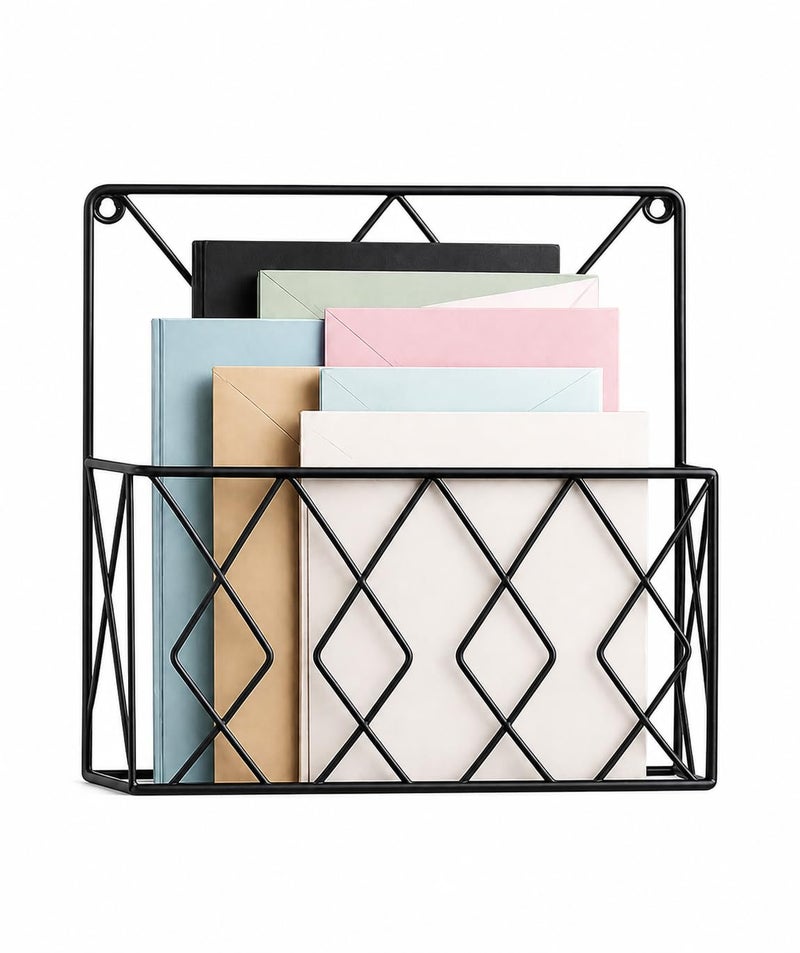 Woodiva Wall Decor Hanging File & Magazine Holder – Metal Newspaper Rack, File Storage Organizer for Office & Home Wall Art Display (Black) - Image 4