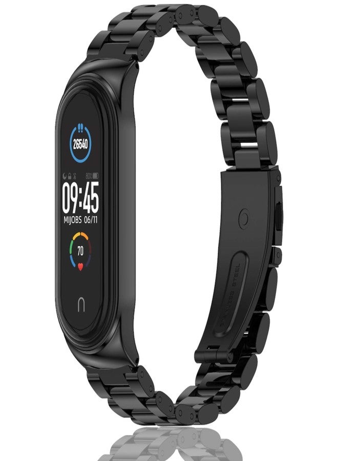 MIJOBS Mi Band 6 Mi Band 5 Strap for Xiaomi Mi Band 4 3, Stainless Steel Watch Band Metal Replacement Bracelet Wristband for Mi Smart Band 6 - Image 1