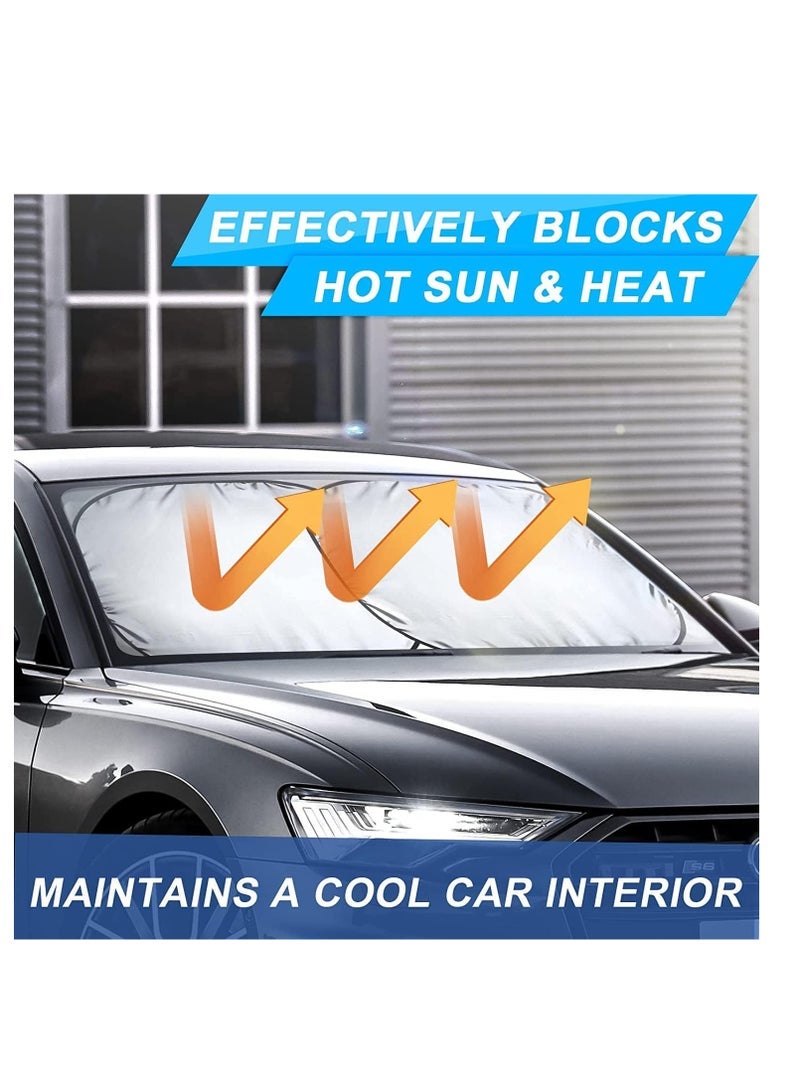 ECVV 2PCS Car Windshield Sun Shade with Storage Pouch | The only Certified Foldable Sunshade Proven to Block 99.87% UV Rays | Sun Heat Protection & Car Interior Cooler Double Panel (Large) - Image 3