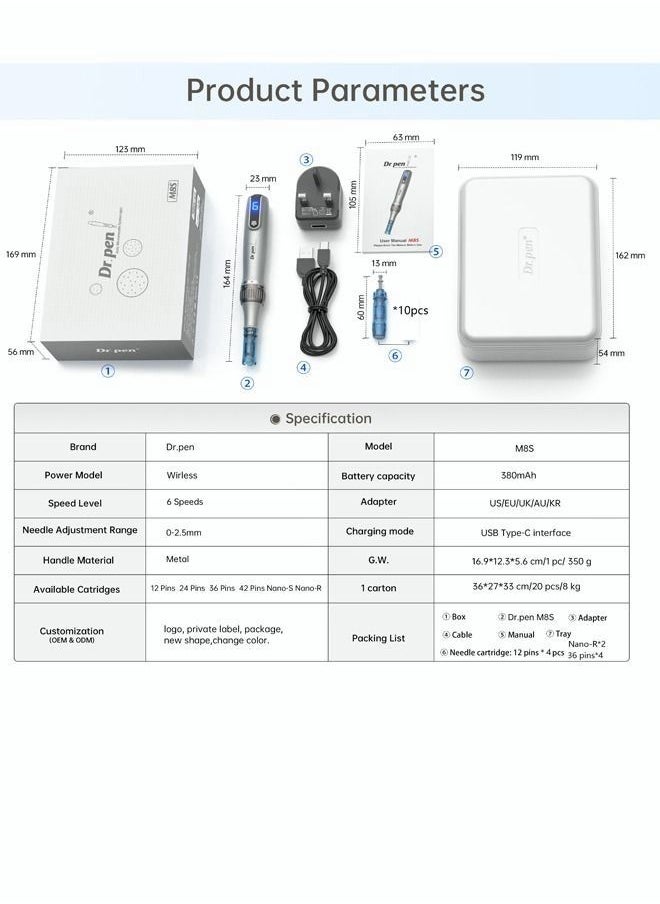 Dr.pen - Dr.pen M8S Wireless Microneedle Derma Microneedle Strip 10 Cartridges Skin Care and Beauty Instrument - Image 1