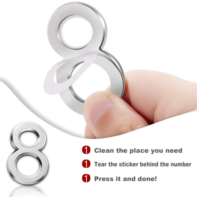 Jetec أرقام صندوق البريد أرقام الأبواب 0-9 ملصقات أرقام العنوان ذاتية اللصق بحجم 2 إنش لعلامات رقم المنزل الشارع للسكن، الشقة، غرفة المكتب، صندوق البريد (فضي، 20 قطعة) - Image 2