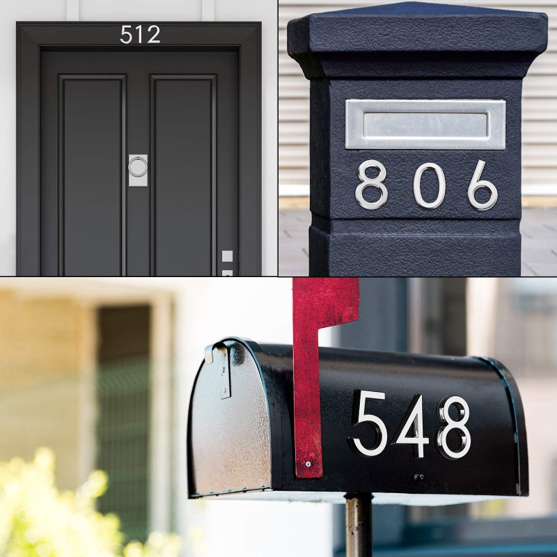 Jetec أرقام صندوق البريد أرقام الأبواب 0-9 ملصقات أرقام العنوان ذاتية اللصق بحجم 2 إنش لعلامات رقم المنزل الشارع للسكن، الشقة، غرفة المكتب، صندوق البريد (فضي، 20 قطعة) - Image 3
