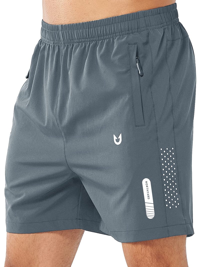 NORTHYARD Men's Athletic Running Shorts Quick Dry Workout Shorts 7"/ 5"/ 9" Lightweight Sports Gym Basketball Shorts Hiking Exercise COOLGREY-5inch M - Image 1