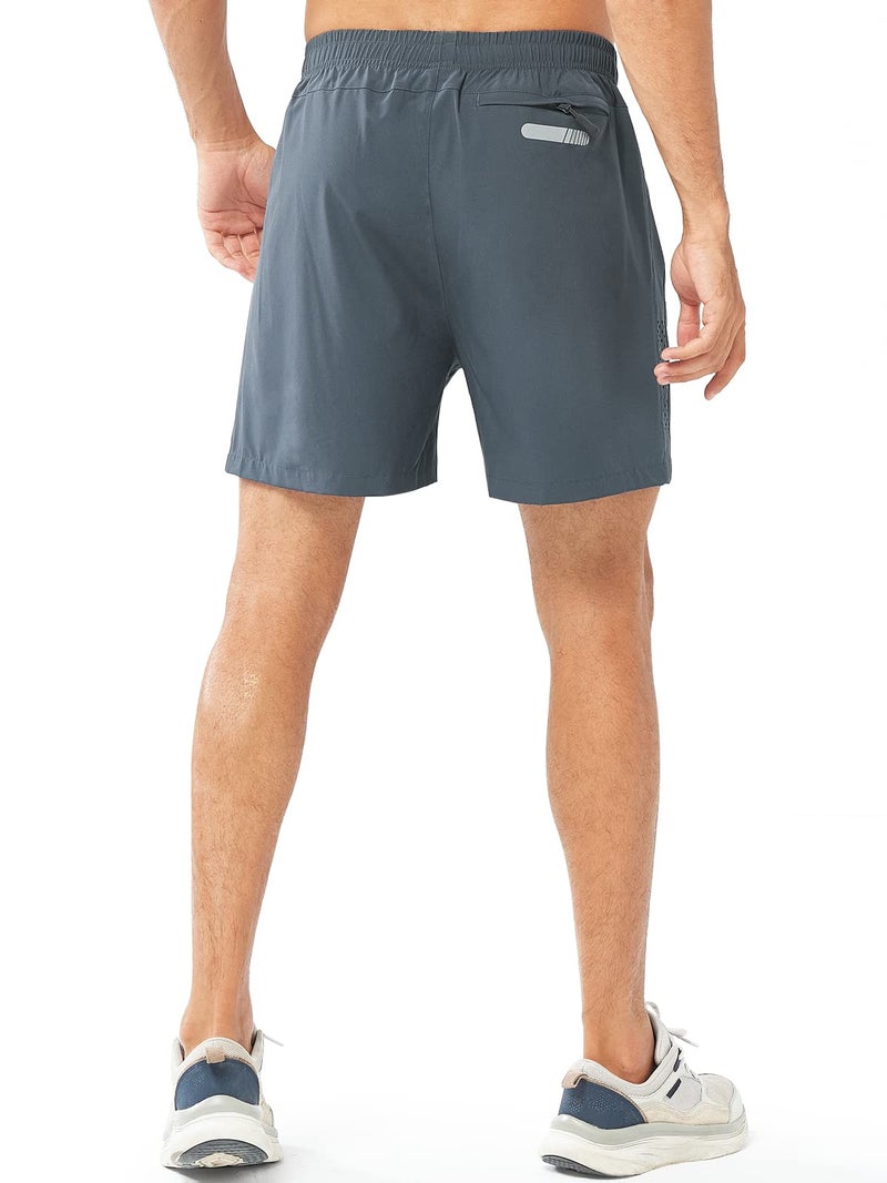NORTHYARD Men's Athletic Running Shorts Quick Dry Workout Shorts 7"/ 5"/ 9" Lightweight Sports Gym Basketball Shorts Hiking Exercise COOLGREY-5inch M - Image 2