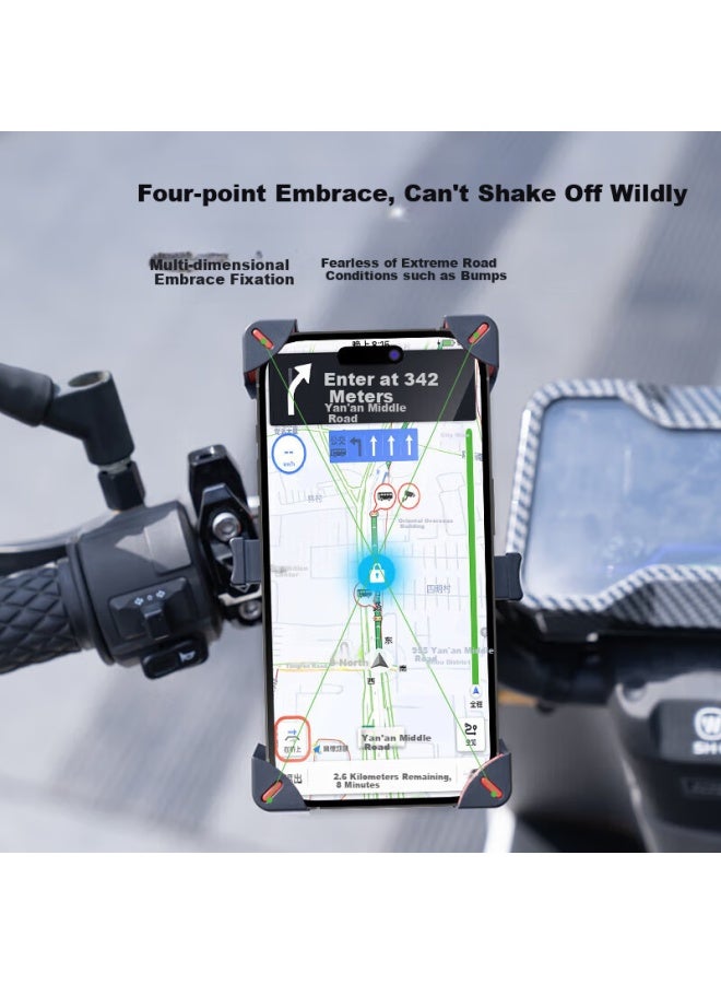 Stiger Rearview Mirror Electric Vehicle Mobile Phone Holder Motorcycle Mobile Navigation Fixer Battery Bike Takeaway Shockproof Navigation Car-mounted Riding Special Mobile Phone Holder - Image 2