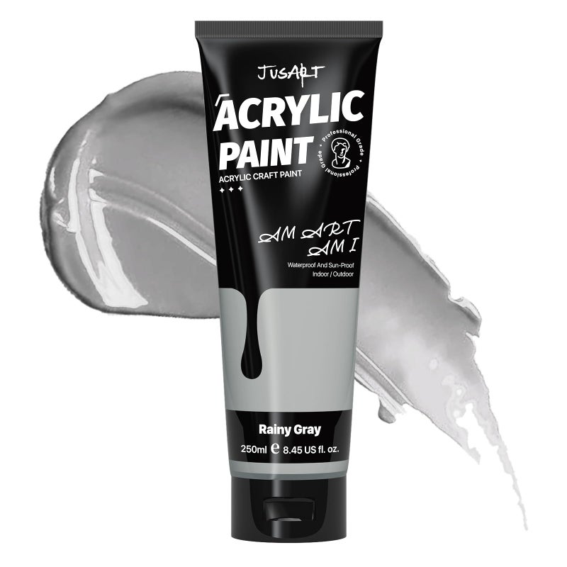 JusArt Gray Acrylic PaintRainy Gray Paint Tubes250ml 845 oz NonToxic Rich Pigment Art Craft Paints for Canvas Painting Wood Fabric Stone Ceramics Art Supplies for Artists Adults - Image 2