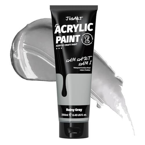 JusArt Gray Acrylic PaintRainy Gray Paint Tubes250ml 845 oz NonToxic Rich Pigment Art Craft Paints for Canvas Painting Wood Fabric Stone Ceramics Art Supplies for Artists Adults - Image 1