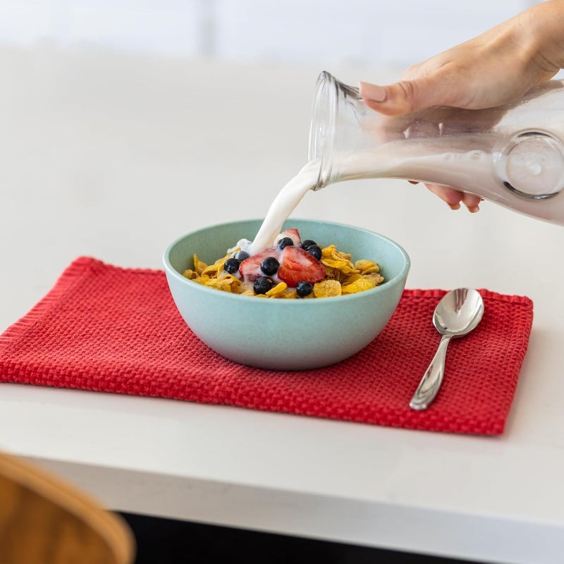 Grow Forward Premium Wheat Straw Bowls - 27oz Microwave Safe Plastic Cereal Bowls Set of 8 for Kitchen, Camping, RV, Dessert, Snack, Soup, Salad, Fruit - Reusable, Unbreakable & BPA Free - Tropical - Image 2