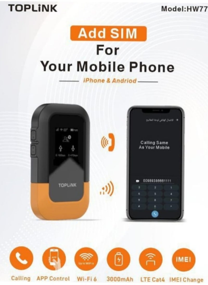 TOPLINK - TOPLINK HW77C Mobile WiFi - 5G LTE | Portable Hotspot with SIM Support | WiFi 6 | 300Mbps | 3000mAh Battery | Calling Feature - Image 1
