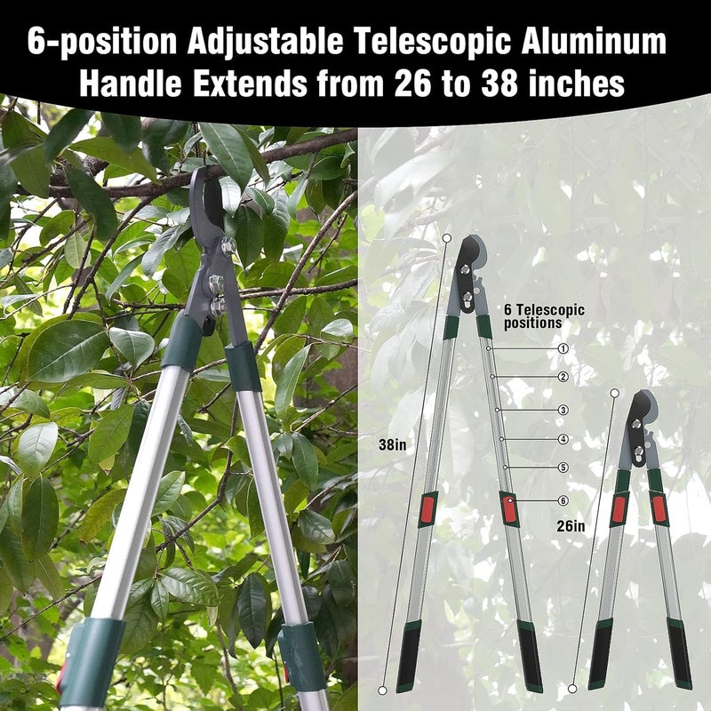 GARTOL 3-Piece Garden Tool Set - Bypass Lopper, Hedge Shears, Pruning Shears with Telescopic Aluminum Handles, Extendable Heavy-Duty Branch Cutters, Garden Clippers for Branches, Shrubs, and Hedges - Image 3