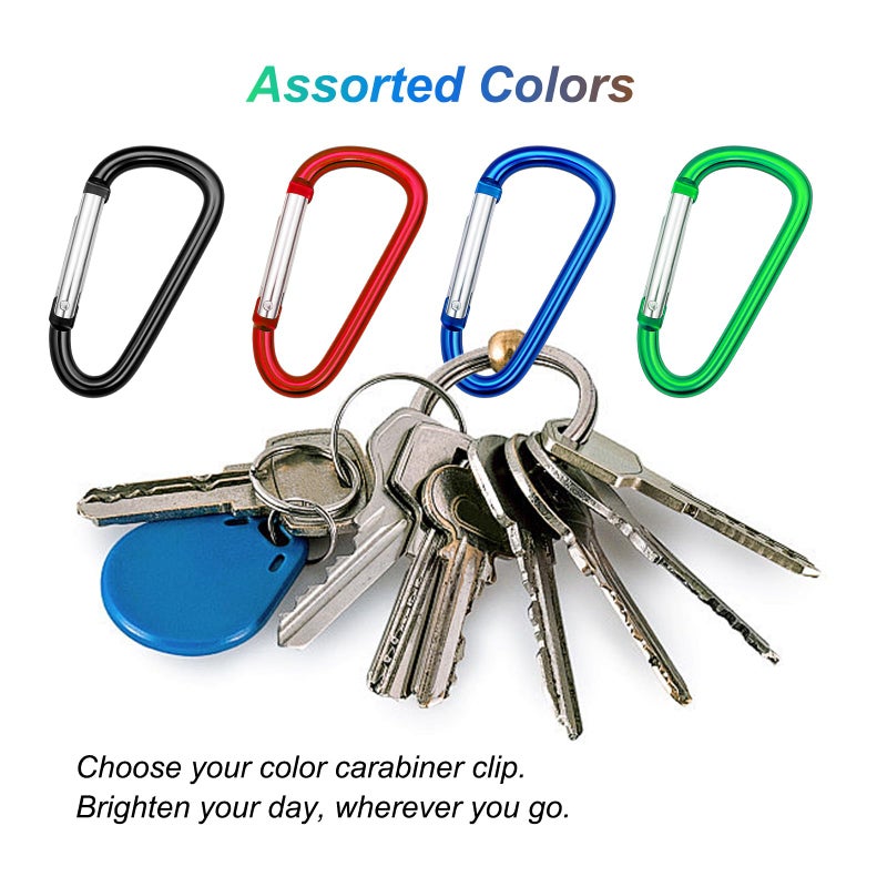Cracrab Carabiner Clip Multi Size Pack, Aluminum Carabiner Includes Small 2 Inch Carbineers, Medium 2.3" D Ring Clip, Large 3 Inch Caribiner Heavy Duty for Backpack (Assorted Sizes-Assorted Colors 12pcs) - Image 4