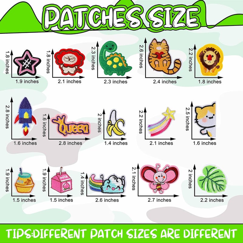 NICEVINYL Water rust proof Iron on Patches for Clothing: 100Pcs Random Assorted Styles Funny Patch Repair Embroidered Appliques for Clothes Sew on/Iron on Jackets Backpacks Hat Dress Fabric for DIY Accessories Diverse application fit - Image 5