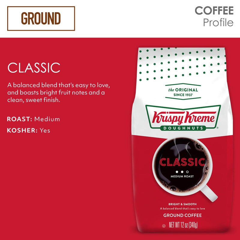 Krispy Kreme Doughnuts, Classic, Ground Coffee, Medium Roast, Bagged 12oz - Image 3