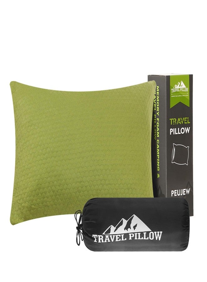 PEUJEW Camping Memory Foam Pillow Travel Pillow Compressible Medium Firm, Soft Comfortable and Breathable, Ideal Backpacking Hiking and Airplane - Image 1