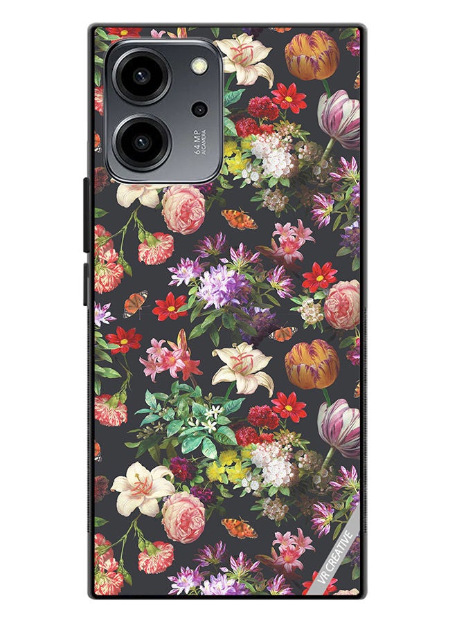 VR CREATIVE غطاء حماية لهاتف Honor 80 SE بتصميم زهور عتيق متعدد الألوان - Image 1