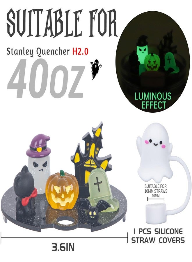 LA KEN DU Compatible with Stanley Cup Lid Accessories Charms, Charms for Stanley Cups H2.0 Accessories 30oz 40oz with Silicone Straw Cover Cap for Tumblers (Halloween, 40oz) - Image 2