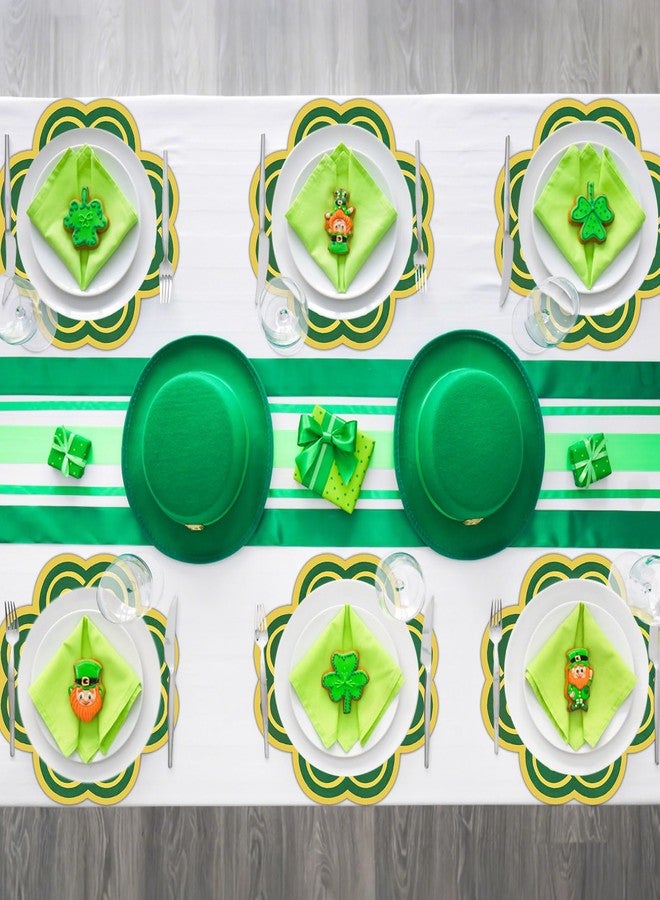 OBUSATT 6 Pcs St. Patrick's Day Placemats St. Patricks Table Mat Decoration Green Stripes Shamrocks Placemats Reusable Lucky Clover Plastic Placemat for Irish Spring Party Table Decor Home Supplies - Image 5