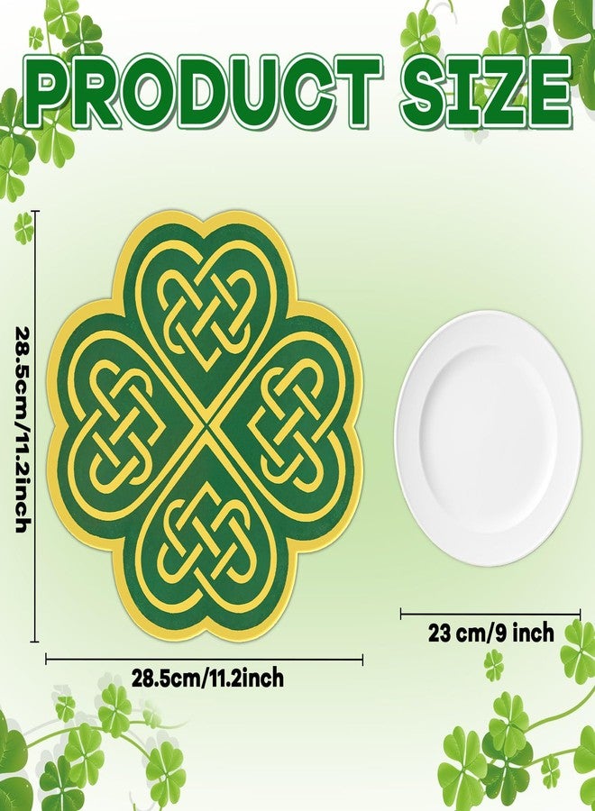 OBUSATT 6 Pcs St. Patrick's Day Placemats St. Patricks Table Mat Decoration Green Stripes Shamrocks Placemats Reusable Lucky Clover Plastic Placemat for Irish Spring Party Table Decor Home Supplies - Image 2