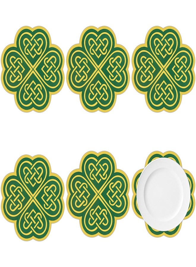OBUSATT 6 Pcs St. Patrick's Day Placemats St. Patricks Table Mat Decoration Green Stripes Shamrocks Placemats Reusable Lucky Clover Plastic Placemat for Irish Spring Party Table Decor Home Supplies - Image 1