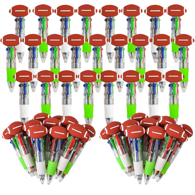 LiYiQ 50 Pcs Football Multicolor Pen in One Cartoon Cute Fun 4-in-1 Cute Pens Bulk Kawaii Football Shape Cool Ballpoint Pens Fun Gifts - Image 1