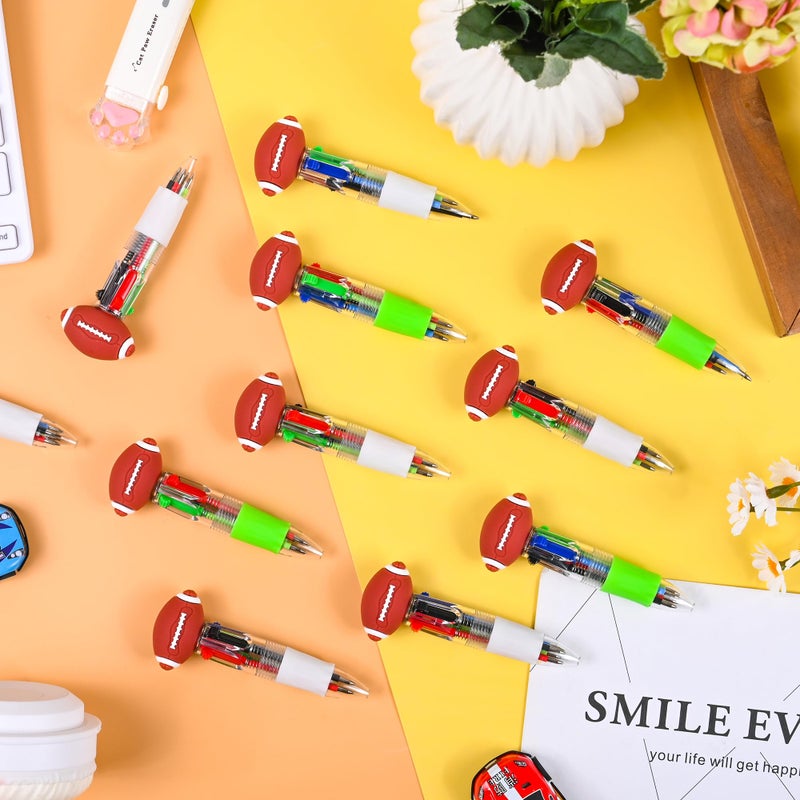 LiYiQ 50 Pcs Football Multicolor Pen in One Cartoon Cute Fun 4-in-1 Cute Pens Bulk Kawaii Football Shape Cool Ballpoint Pens Fun Gifts - Image 5