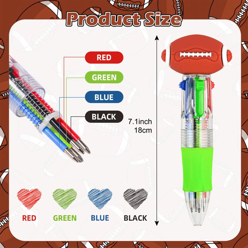 LiYiQ 50 Pcs Football Multicolor Pen in One Cartoon Cute Fun 4-in-1 Cute Pens Bulk Kawaii Football Shape Cool Ballpoint Pens Fun Gifts - Image 2