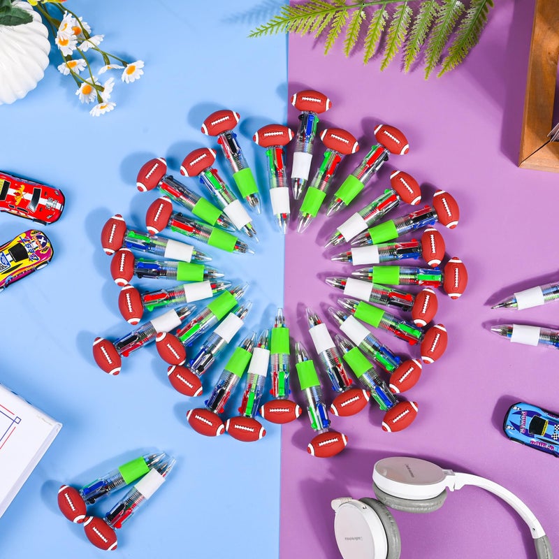 LiYiQ 50 Pcs Football Multicolor Pen in One Cartoon Cute Fun 4-in-1 Cute Pens Bulk Kawaii Football Shape Cool Ballpoint Pens Fun Gifts - Image 3