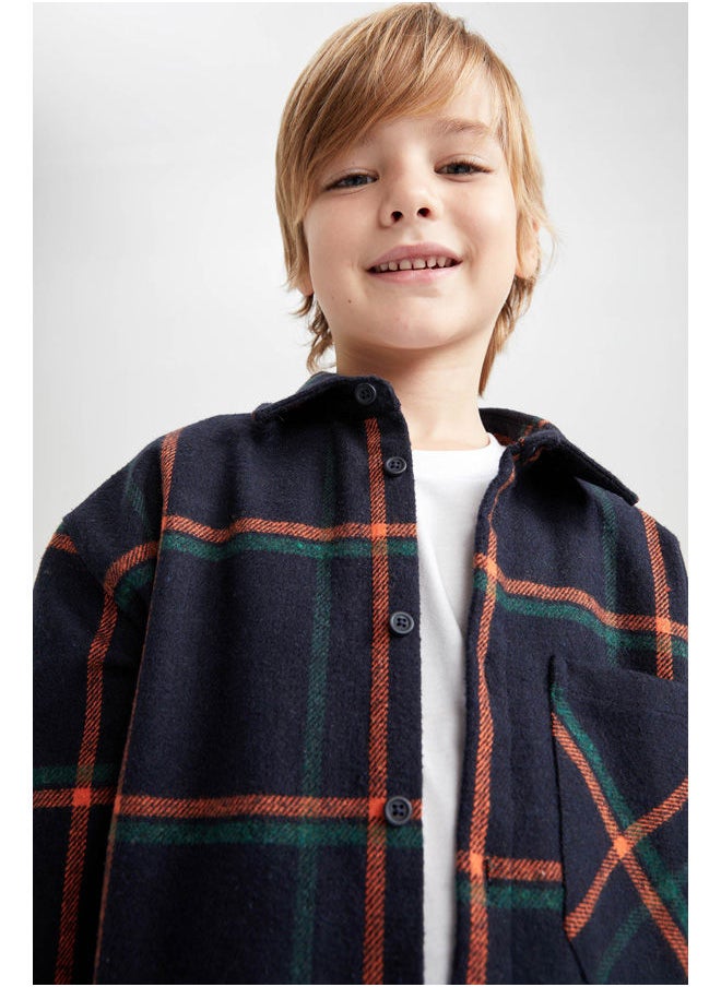 DeFacto - Boy Oversize Fit Polo Neck Woven Long Sleeve Shirt - Image 1