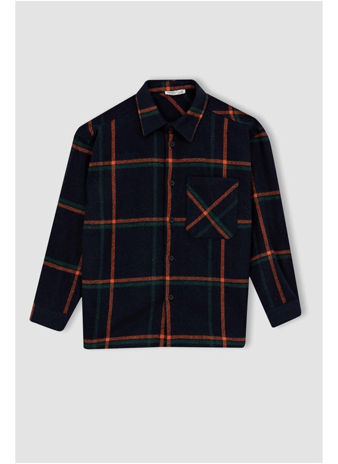 DeFacto - Boy Oversize Fit Polo Neck Woven Long Sleeve Shirt - Image 1