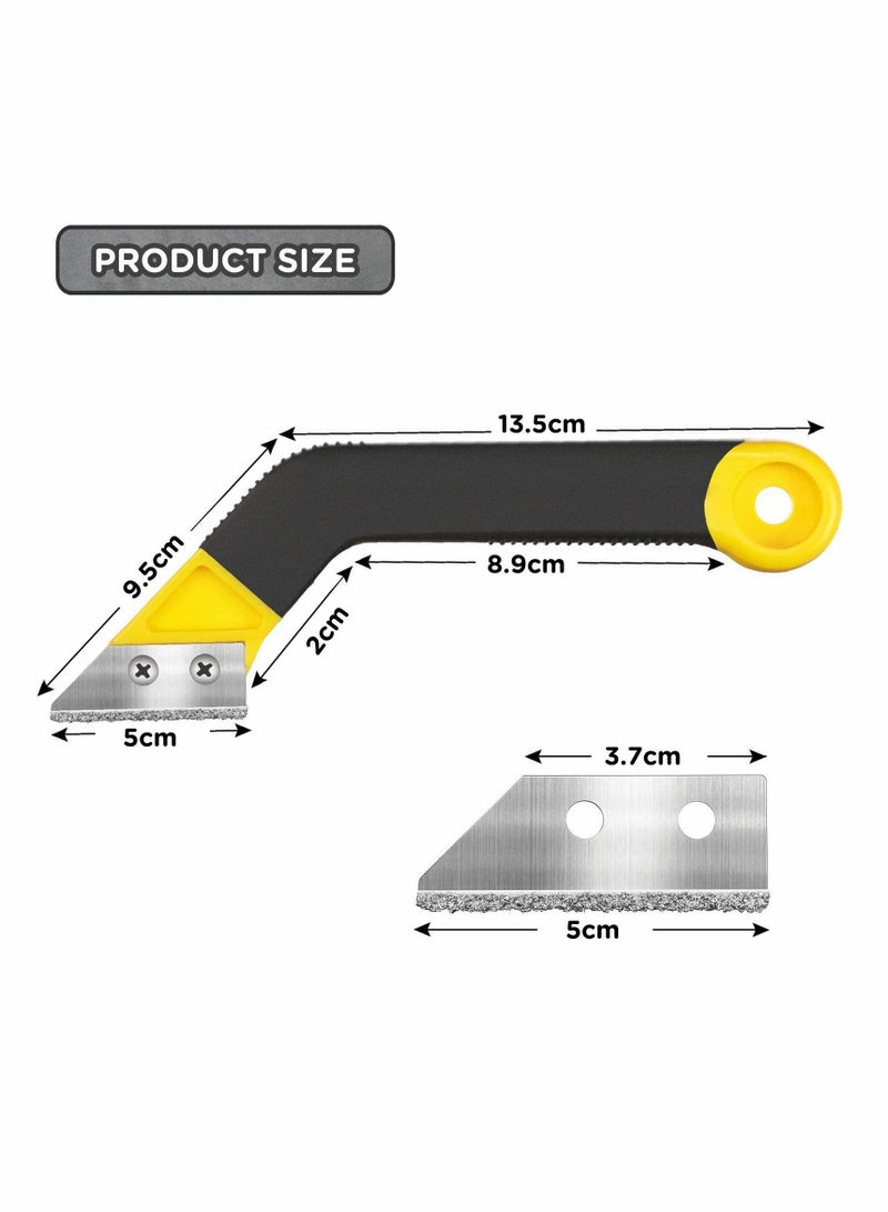 Grout Scraping Rake Tool, Tile Grout Hand Saw Angled Grout Clean Remover with 6 Pcs Blades Replacement for Tile Cleaning - Image 2