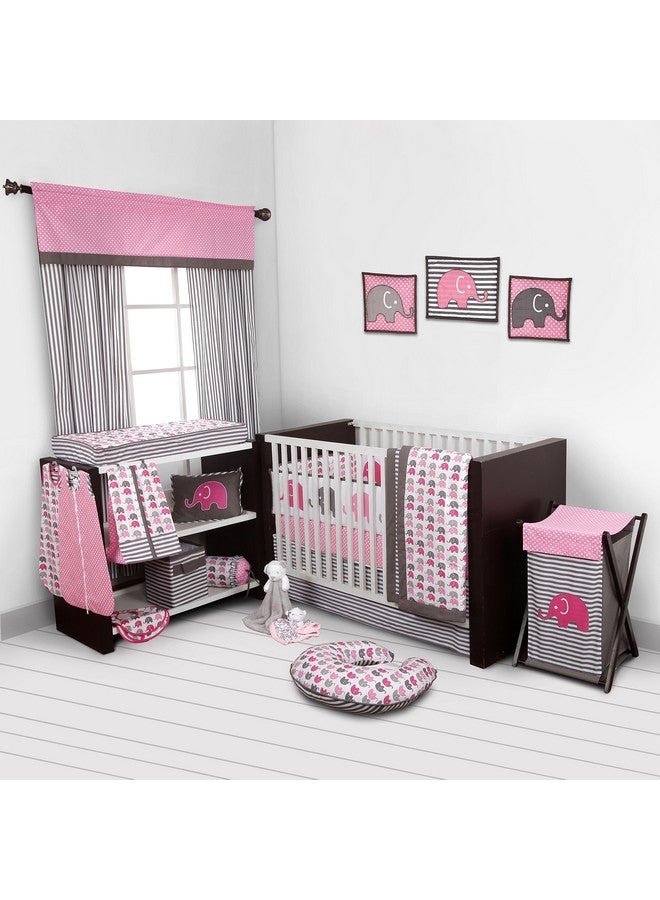 Bacati غطاء وسادة تغيير مصغر للفيلة باللونين الوردي والرمادي - Image 3