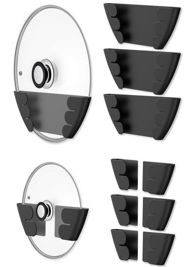Niceyos Universal Adjustable Pot Lid Holder Organizer for Cabinet - Upgraded Patented Niceyos 8 Pack Pan Lids Organizers Inside Cabinet Door Wall Mount Pots Top Rack for Kitchen Cupboard Fit 6" to 13" (Black) - Image 1
