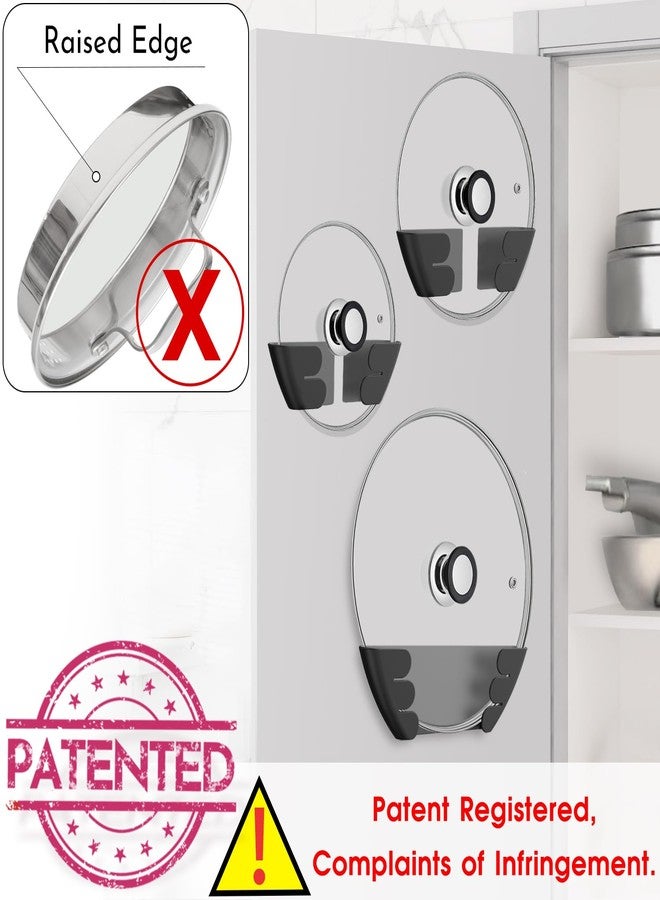 Niceyos Universal Adjustable Pot Lid Holder Organizer for Cabinet - Upgraded Patented Niceyos 8 Pack Pan Lids Organizers Inside Cabinet Door Wall Mount Pots Top Rack for Kitchen Cupboard Fit 6" to 13" (Black) - Image 5