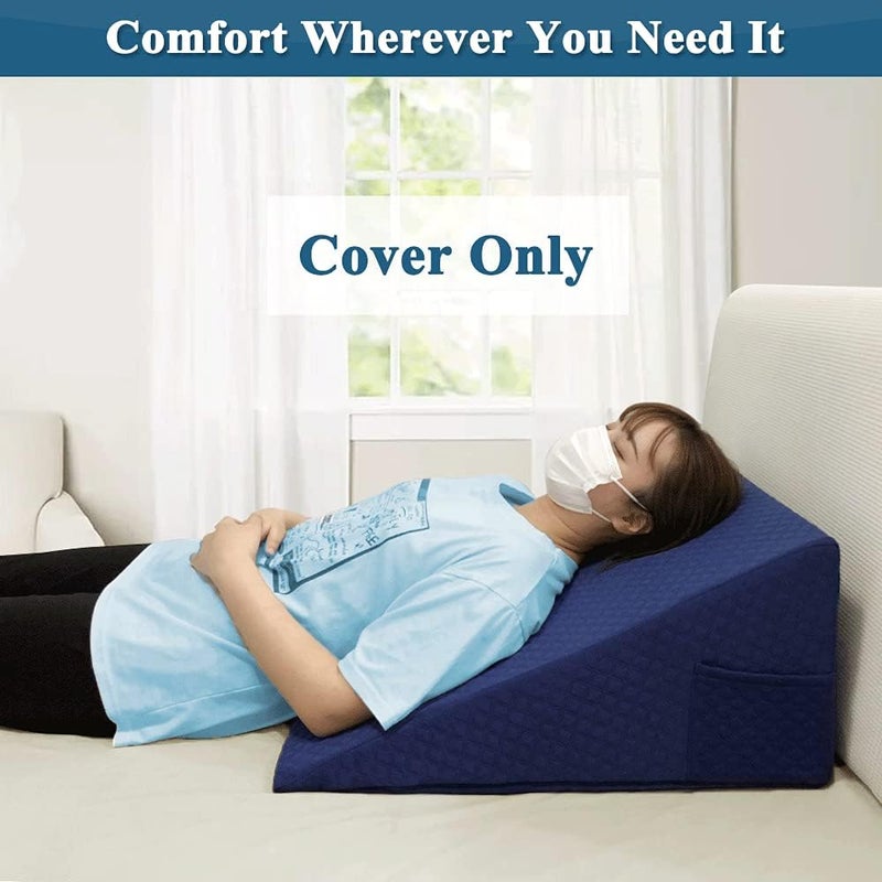Mistuki Wedge Pillow Cover Quilted Triangle Incline Bed Wedge Pillowcase Slanted Pillow Case Protector(24"x25"x12") with Pocket & Zipper Only Replacement Cover Machine Washable - Image 5