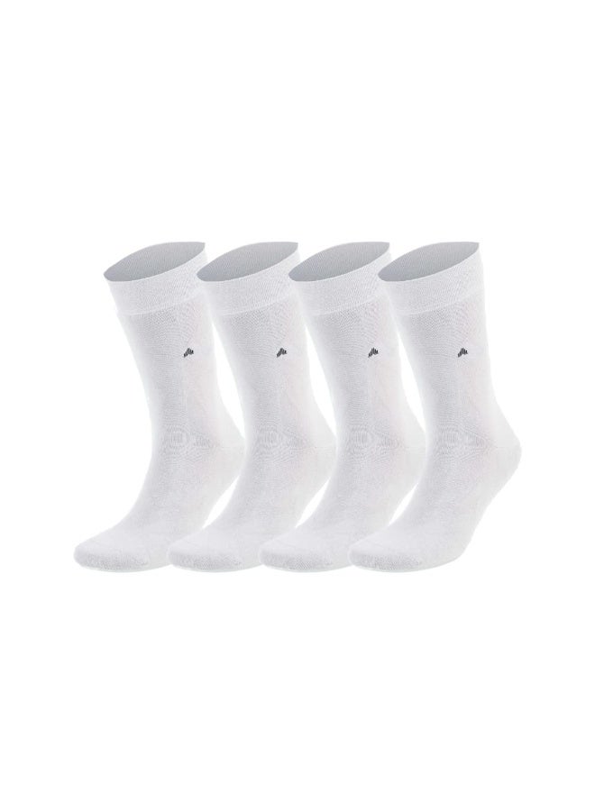 جوارب البامبو للرجال 4 أزواج – مضادة للبكتيريا، مقاومة للرائحة، جوارب صحية للأعمال والكاجوال والرسمية (بيضاء، مقاس 39–47)