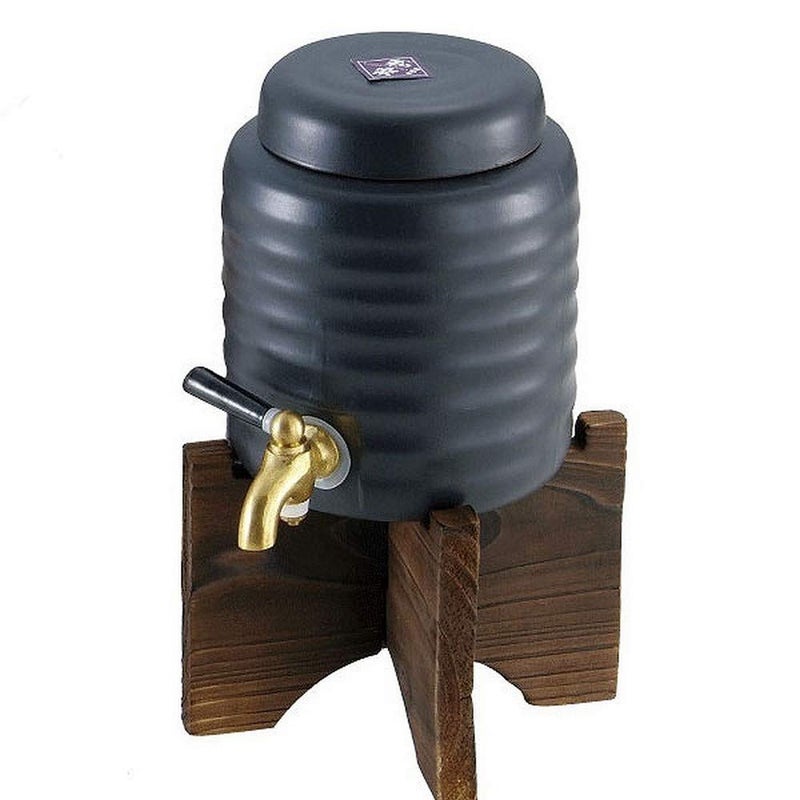 JapanBargain 1922, Ceramic Shochu Server Cold Sake Wine Dispenser Counter Top Wine Barrel, 1 Liter - Image 1