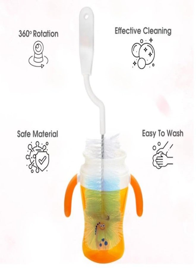 KALRA MAGIC® Bottle Cleaning Brush Set Long Handle & Narrow Neck Baby Bottle Brush with Soft Bristles Reusable Bottle Scrubber & Nipple Cleaner | Multi Purpose Cleaning Brush (Pack of 2 Yellow) - Image 3