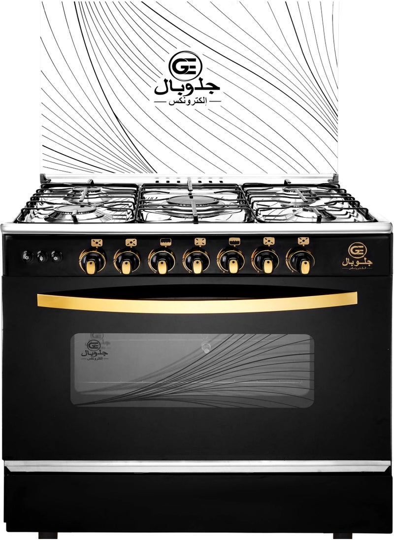 GLOBAL Freestanding Gas Cooker - 5 Burners - 60*80 Black Sides Stainless Steel Top GLO80-03  - Image 5