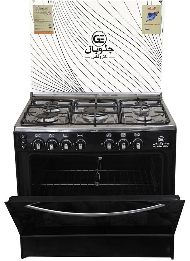 GLOBAL - Freestanding Gas Cooker - 5 Burners - 60*80 Black Sides Stainless Steel Top GLO80-03 - Image 1