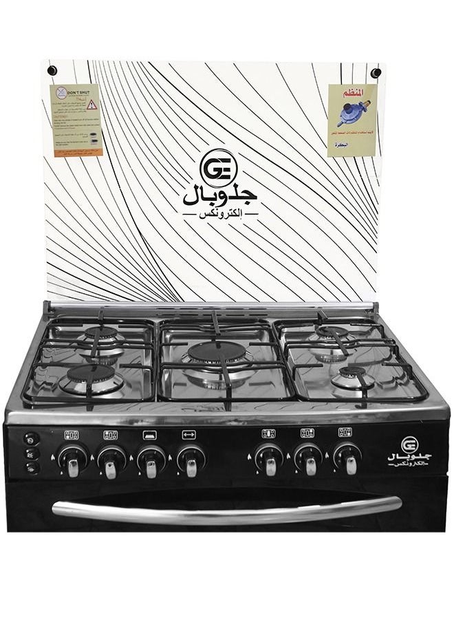GLOBAL - Freestanding Gas Cooker - 5 Burners - 60*80 Black Sides Stainless Steel Top GLO80-03 - Image 1