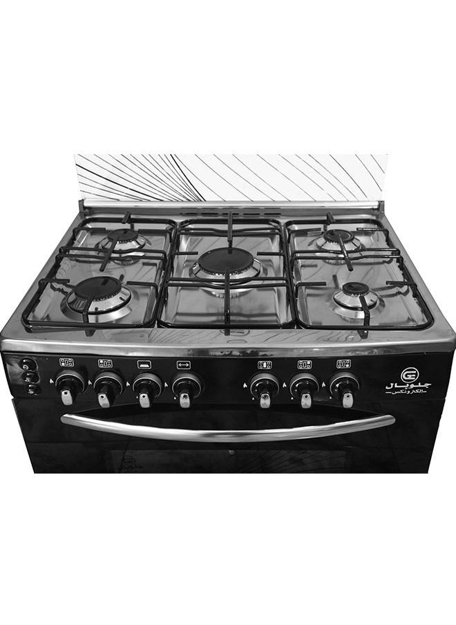 GLOBAL - Freestanding Gas Cooker - 5 Burners - 60*80 Black Sides Stainless Steel Top GLO80-03 - Image 1