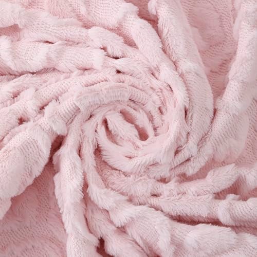 All Smiles Valentine's Day Throw Blankets -Soft Worm Cozy Premium Flannel Blanket Decor Gifts for Women,Pink Heart 50"x60" - Image 4