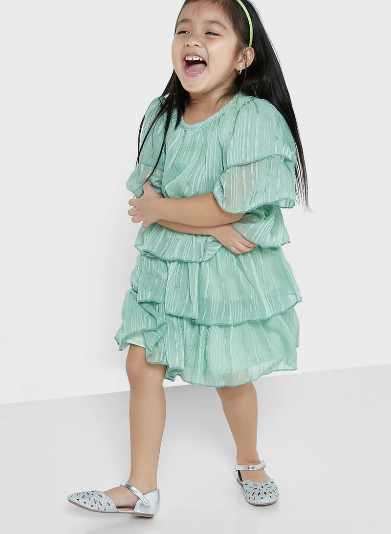 Pinata Girls Dress With Ruffles On Sleeves