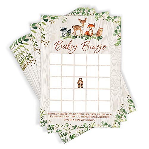 Printed Party Woodland Baby Shower Game - Baby Bingo, Set of 50 - Image 1
