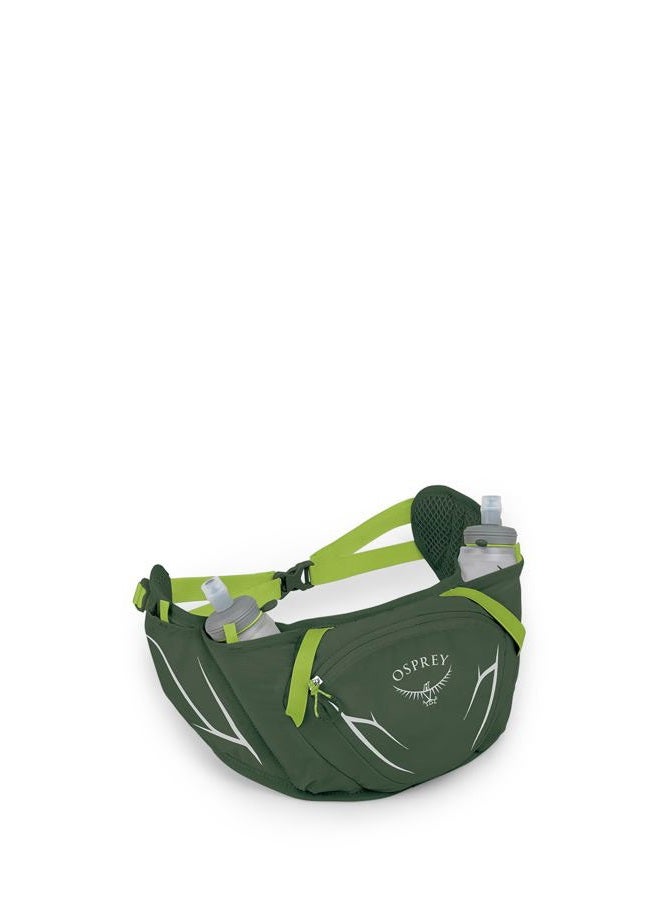 OSPREY حقيبة خصر دورو داينا للترطيب مع زجاجات هيدروليك الناعمة للجري، أخضر البحر/ليمون - Image 1