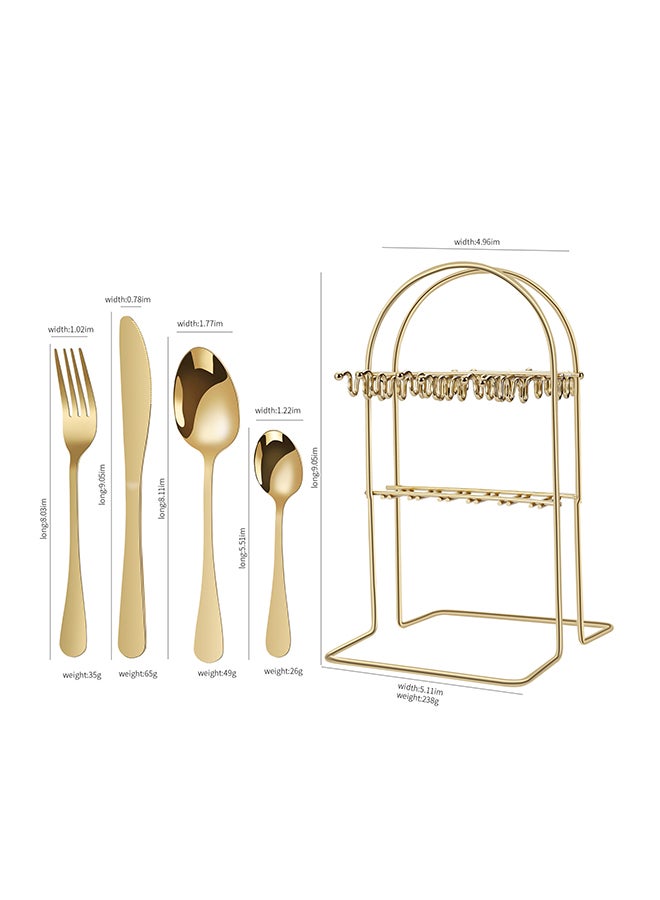 Sunhome 24-Piece Cutlery Set With Stand Gold 9.05x5.11x4.96cm - Image 5