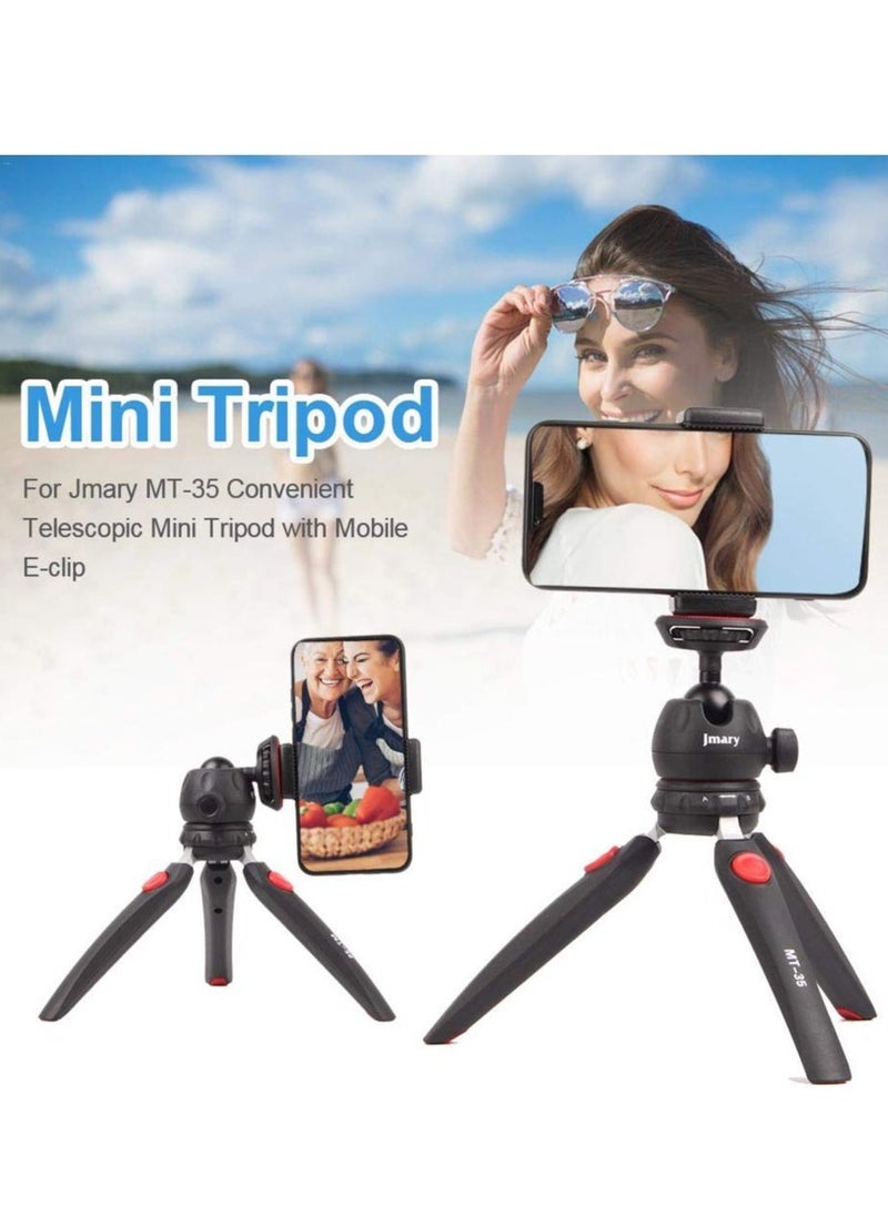 Jmary Jmary MT-35 - Table Top Mini Portable Fold-able Extendable Tripod Stand for Mobile Phones and DSLR & Digital Cameras - Coming with Universal Mobile Phone Holder (MT-35-BLK)  - Image 2