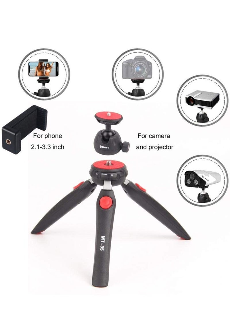 Jmary Jmary MT-35 - Table Top Mini Portable Fold-able Extendable Tripod Stand for Mobile Phones and DSLR & Digital Cameras - Coming with Universal Mobile Phone Holder (MT-35-BLK)  - Image 3