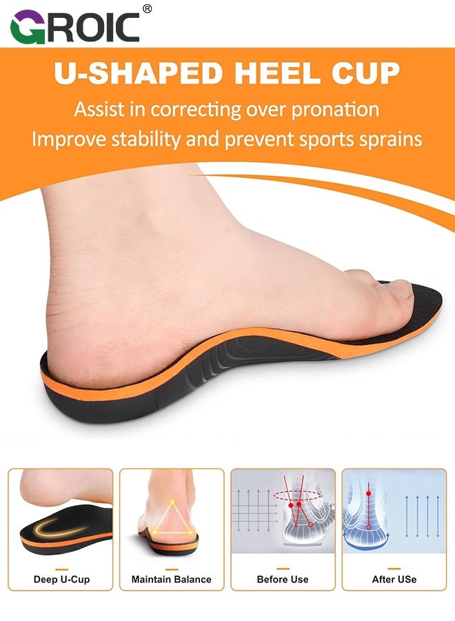 GROIC Arch Support Plantar Fasciitis Insoles,Memory Foam Comfort Heavy Duty High Arch Support Inserts for Pain Relief Absorb Shock, Sports Insoles - Image 4