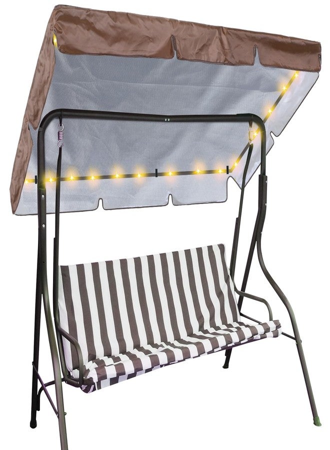 GliCraft LED Lighted Porch Swing Canopy, 77 x 49 Inch, Brown, Polyester, Contemporary Style, SWING, Porch Swings - Image 1